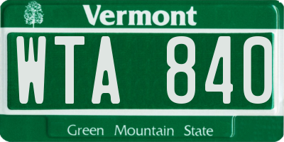 VT license plate WTA840