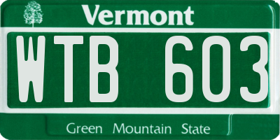 VT license plate WTB603