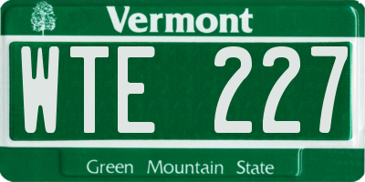 VT license plate WTE227