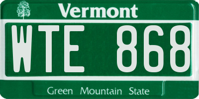 VT license plate WTE868