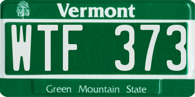 VT license plate WTF373