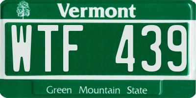 VT license plate WTF439