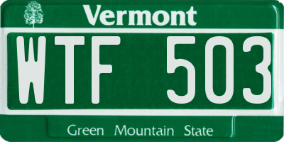 VT license plate WTF503
