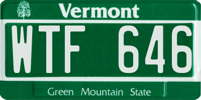 VT license plate WTF646