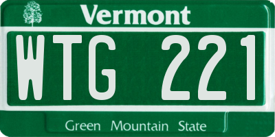 VT license plate WTG221