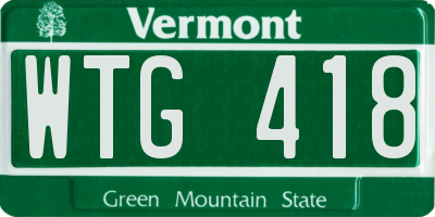 VT license plate WTG418