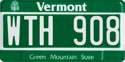 VT license plate WTH908