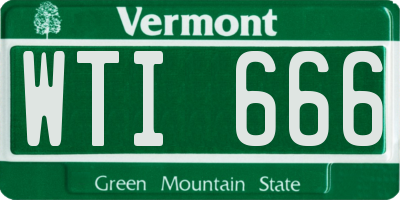VT license plate WTI666