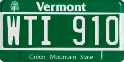 VT license plate WTI910