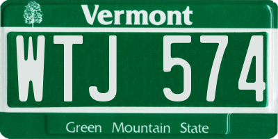 VT license plate WTJ574