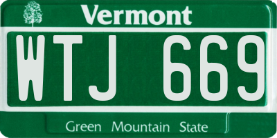 VT license plate WTJ669
