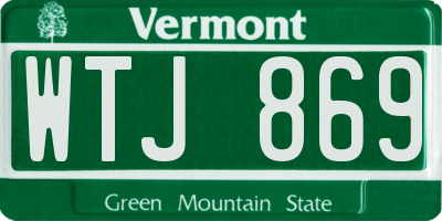 VT license plate WTJ869
