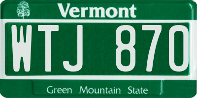 VT license plate WTJ870