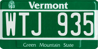 VT license plate WTJ935