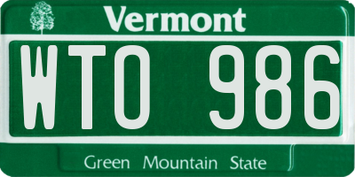 VT license plate WTO986