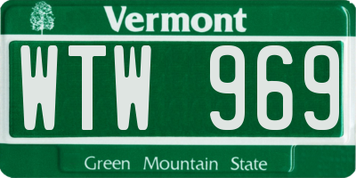 VT license plate WTW969