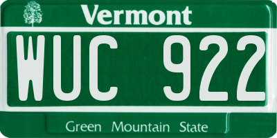 VT license plate WUC922