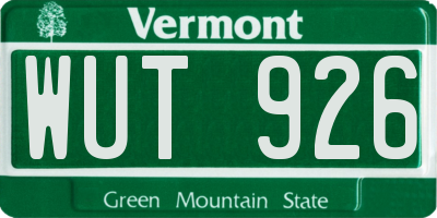 VT license plate WUT926