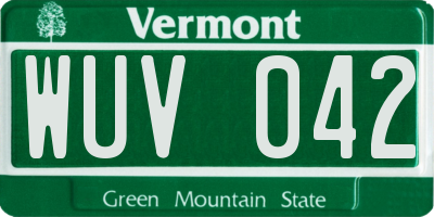 VT license plate WUV042
