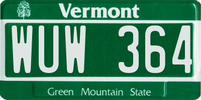 VT license plate WUW364