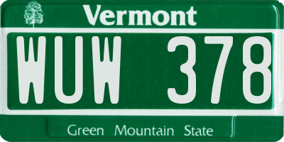 VT license plate WUW378