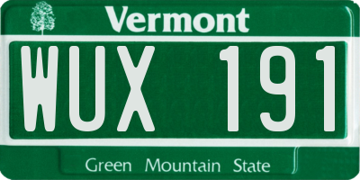 VT license plate WUX191
