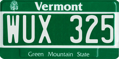 VT license plate WUX325