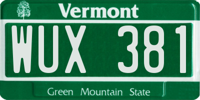 VT license plate WUX381