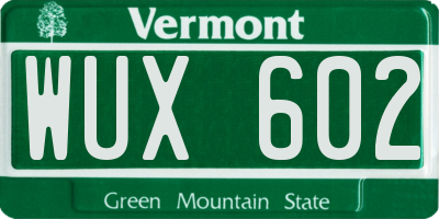 VT license plate WUX602