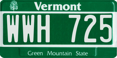 VT license plate WWH725