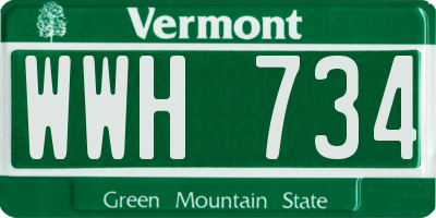 VT license plate WWH734