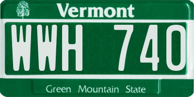 VT license plate WWH740