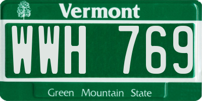 VT license plate WWH769