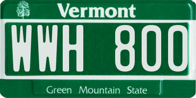 VT license plate WWH800