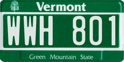 VT license plate WWH801
