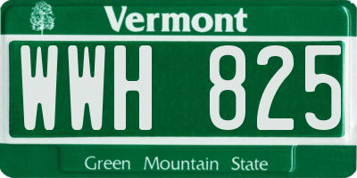 VT license plate WWH825