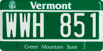 VT license plate WWH851