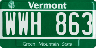 VT license plate WWH863