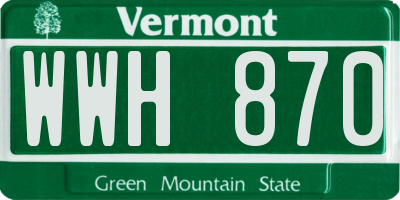 VT license plate WWH870