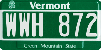 VT license plate WWH872