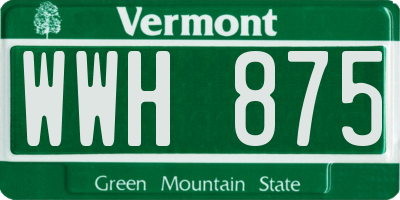 VT license plate WWH875