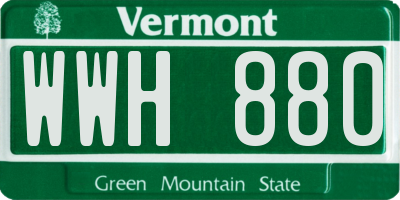 VT license plate WWH880
