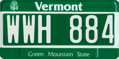 VT license plate WWH884