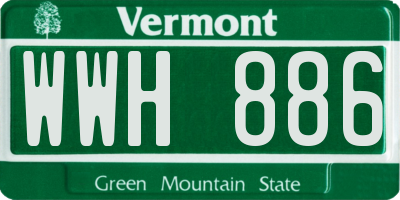 VT license plate WWH886