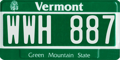 VT license plate WWH887