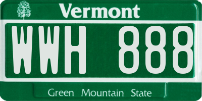 VT license plate WWH888