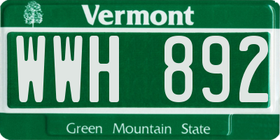 VT license plate WWH892