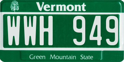 VT license plate WWH949