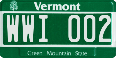 VT license plate WWI002