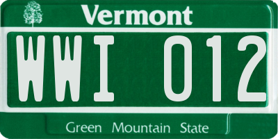 VT license plate WWI012